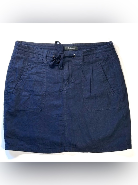 Reitmans Denim - Reitmans Navy Blue Linen Blend Skort Women’s Size 4 Drawstring Utility Pockets